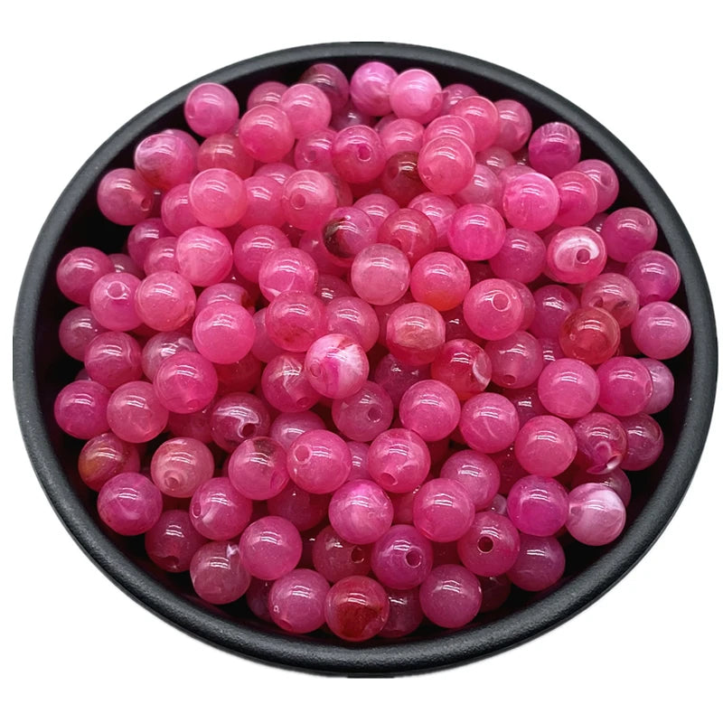 6 8 10mm Acrylic Round Beads for Jewelry Makeing Bracelet Necklace DIY Accessory