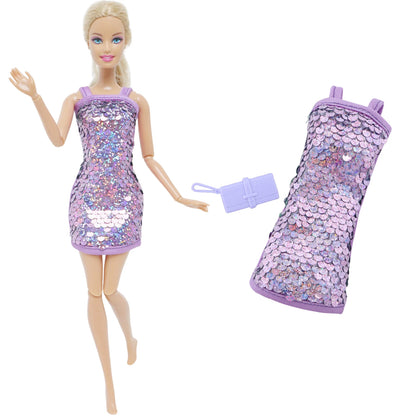 New Fashion Doll Dress Daily Outfit Girl Party Skirt Cute Mini Gown With Bag Clothes for 1/6 Doll DIY Accessories Baby Toys -