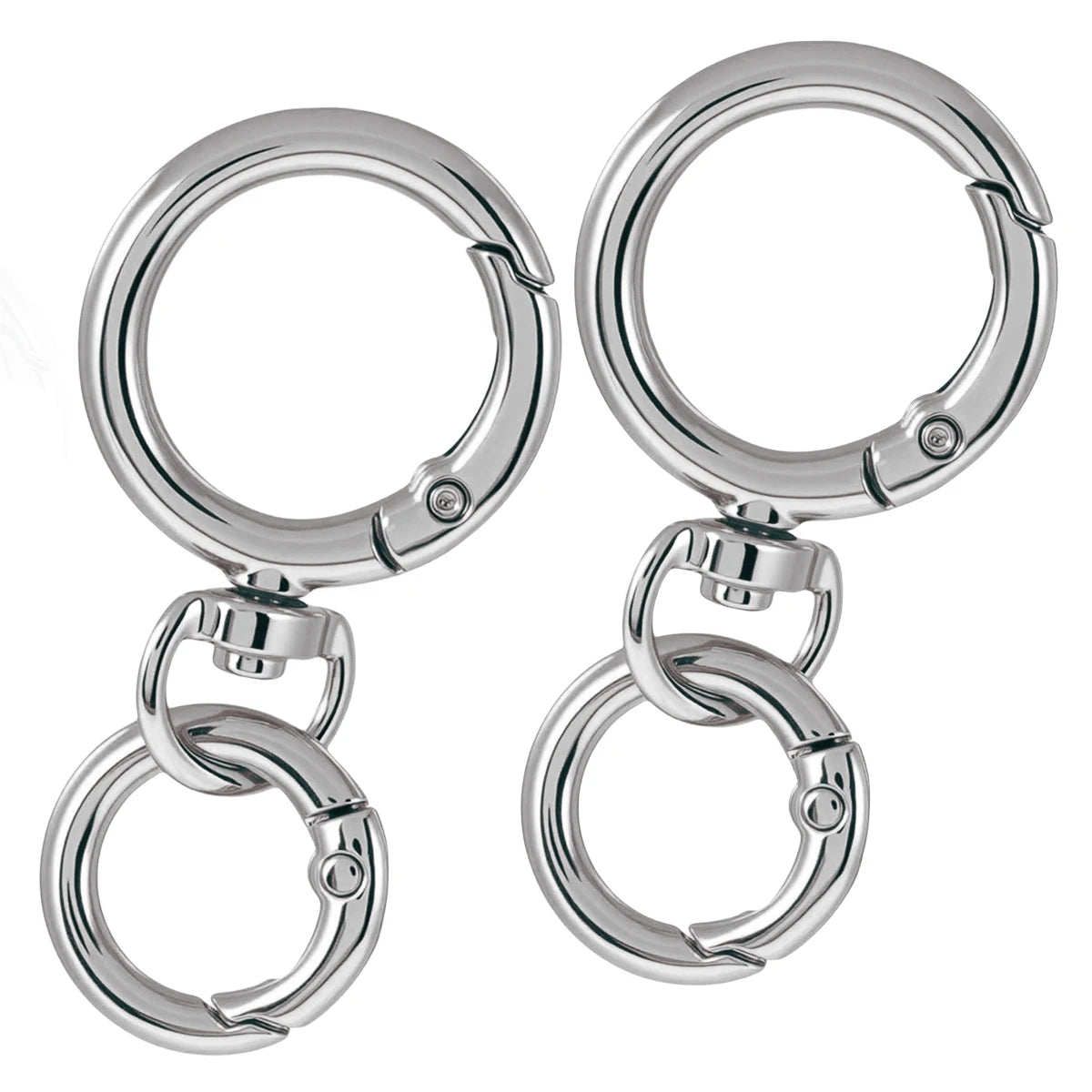 2/5/10 Sets Round Spring Snap Carabiner Clip O Rings Swivel Trigger Hook Metal Clasps Keychain for Handbag Lanyards DIY Craft