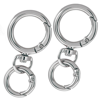 2/5/10 Sets Round Spring Snap Carabiner Clip O Rings Swivel Trigger Hook Metal Clasps Keychain for Handbag Lanyards DIY Craft