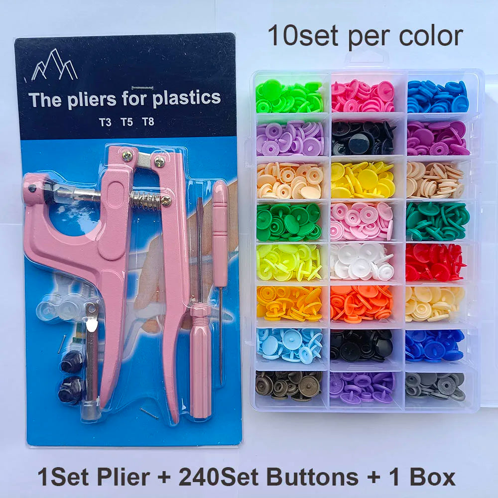 T5 Resin Snap Buttons Set Snaps U Shape Fastener Snap Pliers Buttons Kit Snaps Cloth Buttons DIY Sewing Machine Crafting Tool