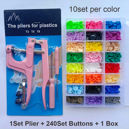 T5 Resin Snap Buttons Set Snaps U Shape Fastener Snap Pliers Buttons Kit Snaps Cloth Buttons DIY Sewing Machine Crafting Tool