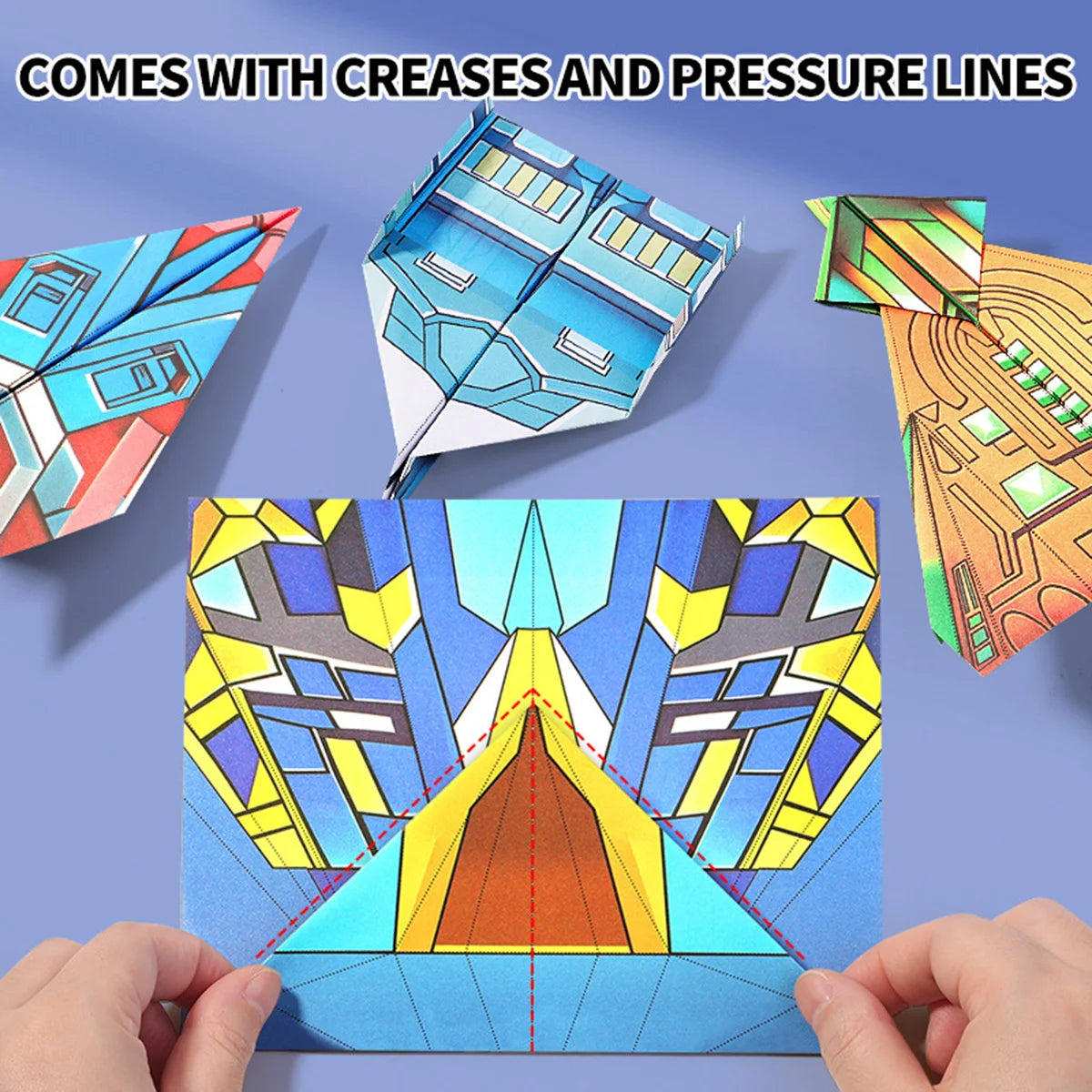 Paper Airplane Kits with 12 Classic Designs, Colorful Origami Paper, World Record Paper Planes, Airplane For School Students(