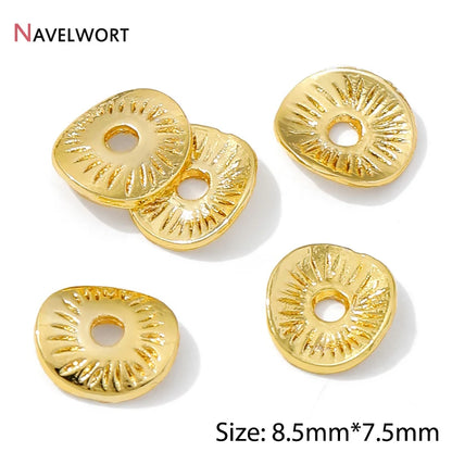 14K Gold Plated Oval Stripe Spacer Beads,Beads Separator,Brass Metal Flat Spacer Beads For Bracelet Necklace Making Accessori