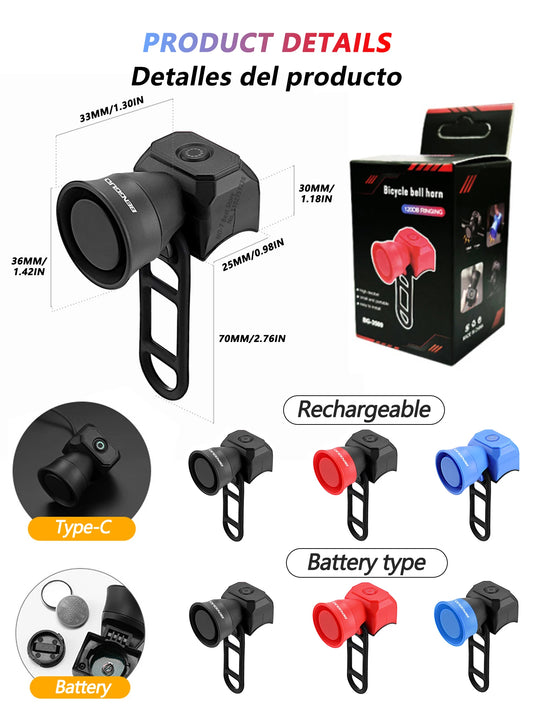 5 Modes Bicycle Horn Mountain Bike Mini Battery Waterproof Electronic Bike Bell Riding Equipment Children's Scooter Accessori