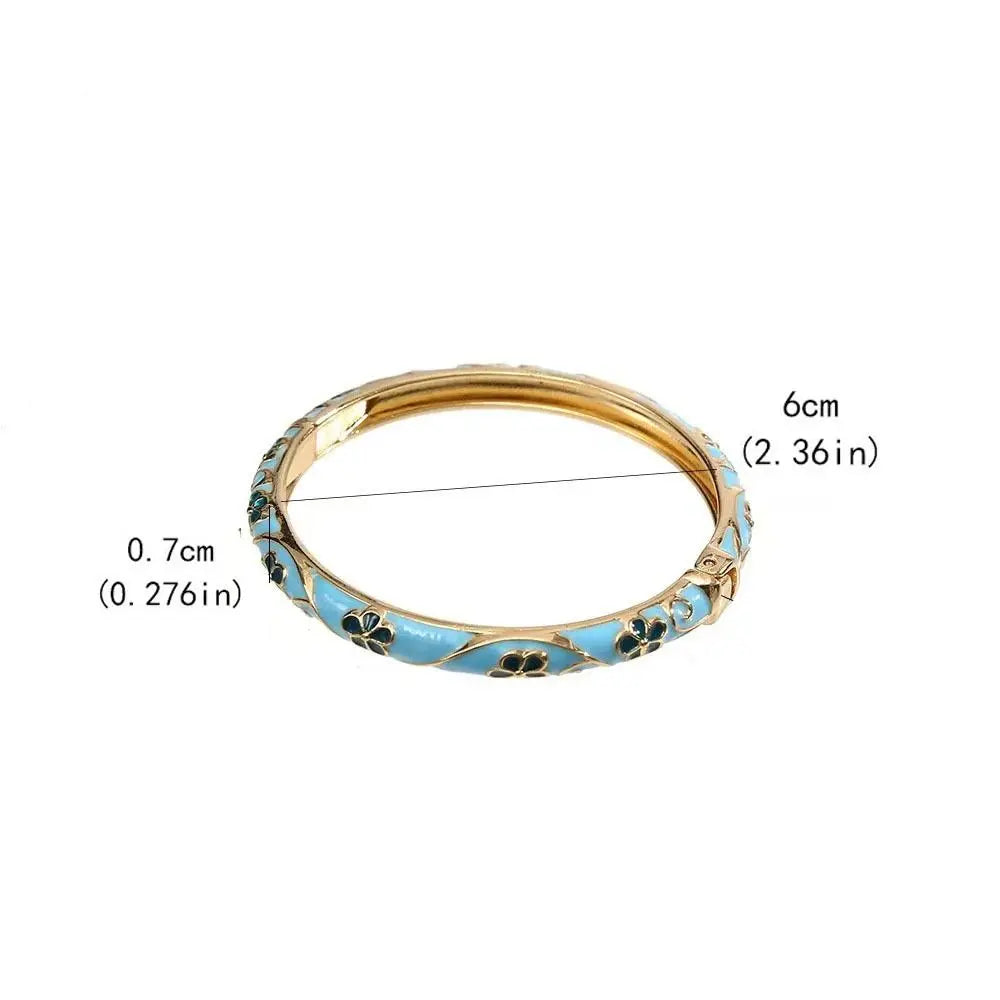 Traditional Vintage Cloisonne Bangle Chinese Classic Hollow Out Flower Bangle Vintage Ethnic Women's Hand Bracelet Jewelry Gi