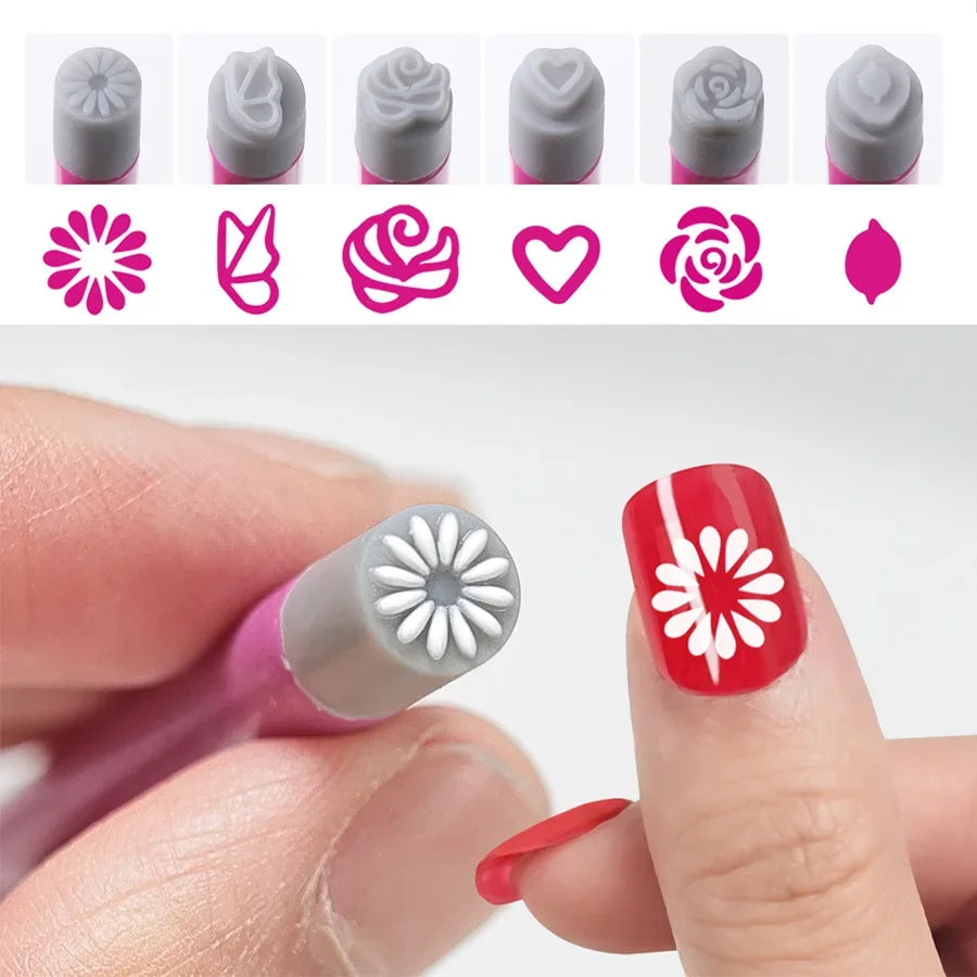 4Pcs/ 6Pcs Nail Art Stamp Pen Set, Easy DIY Nail Stamping, Stamper with Floral Butterfly Designs and Patterns