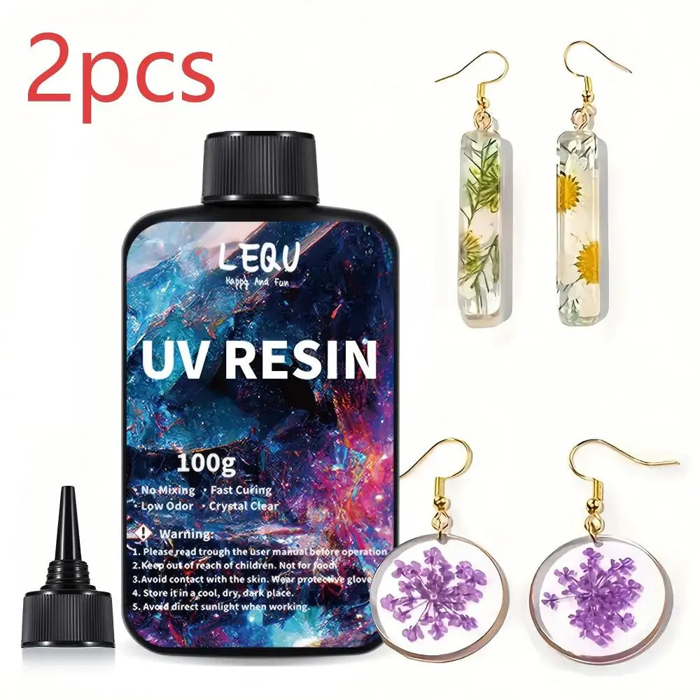 100g UV Resin Clear,Hard,Upgraded Crystal Clear Epoxy Resin Up Premixed UV Cure Resin for Craft Jewelry Making - 200g
