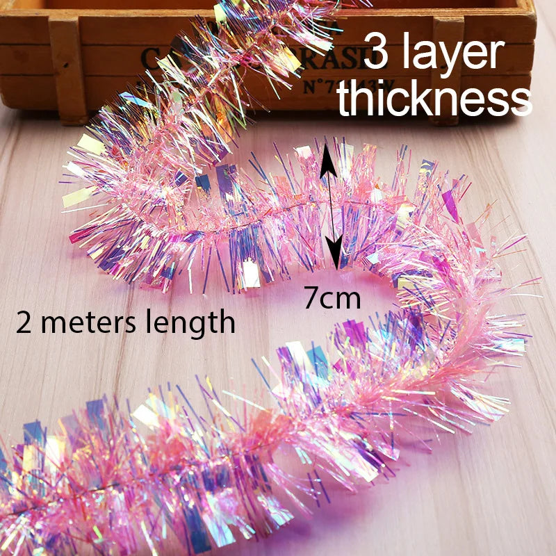 2m Gorgeous Colorful Foil Madder Christmas Tree Garland Birthday Party Wedding Decor Thanksgiving Home Decoration Supplies