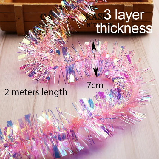 2m Gorgeous Colorful Foil Madder Christmas Tree Garland Birthday Party Wedding Decor Thanksgiving Home Decoration Supplies