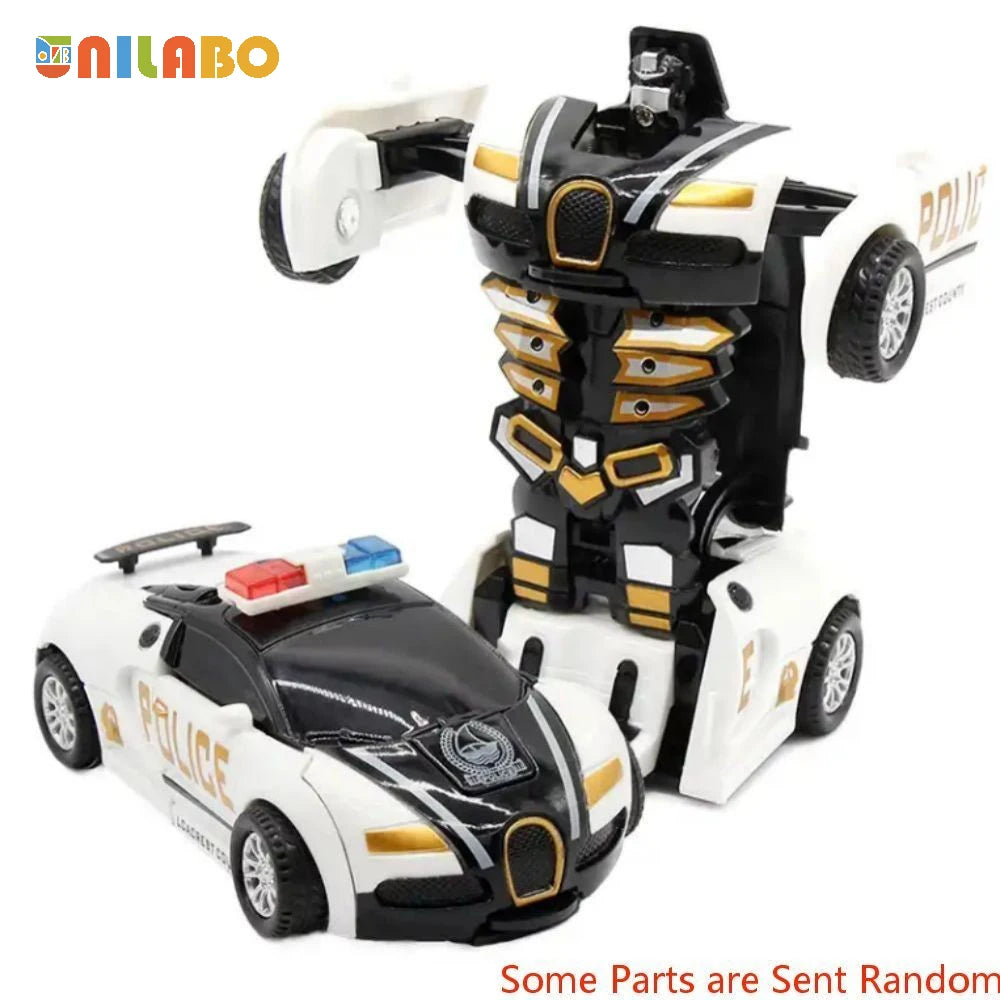 Transformable Robot Sports Car Toys, No Batteries, Educational Kids Gift, Colorful Model Vehicle for Play Learning - WHITE