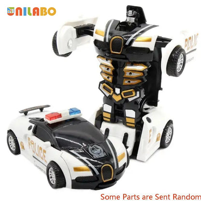 Transformable Robot Sports Car Toys, No Batteries, Educational Kids Gift, Colorful Model Vehicle for Play Learning - WHITE