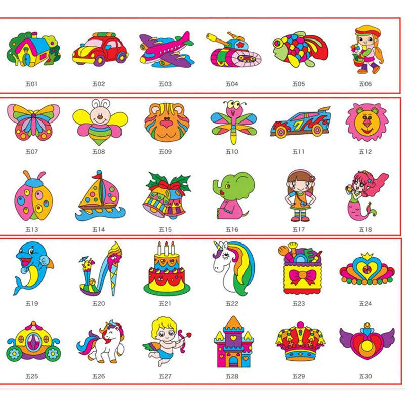 5pcs Window Art Suncatcher Painting Kit Crafts Activities Ideas Birthday Gifts DIY Make Own Key Chain Cartoon Toy Art Craft K