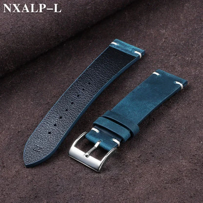 Vintage Oil Wax Leather Watch Band 18mm 20mm 21mm 22mm Handmade Stitching Cowhide Strap for Omega for Seiko Smartwatch Wristb