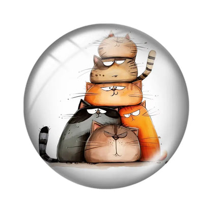Funny Cats 10pcs 12mm/18mm/20mm/25mm Round photo glass cabochon demo flat back Making findings