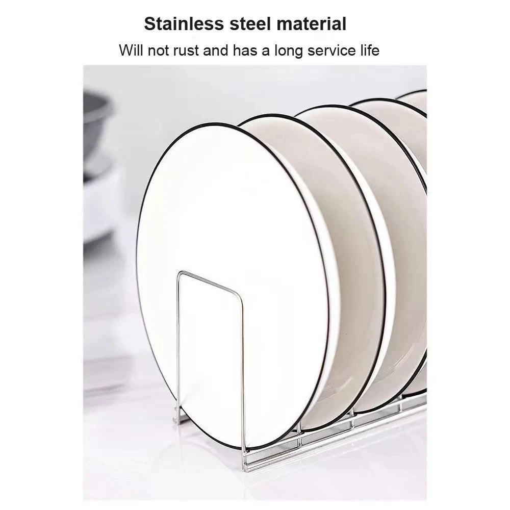 Stainless Steel Dish Draining Rack Multipurpose Silver Plates Storage Rack Space Saving Bowls Plates Drainer Holder Kitchen