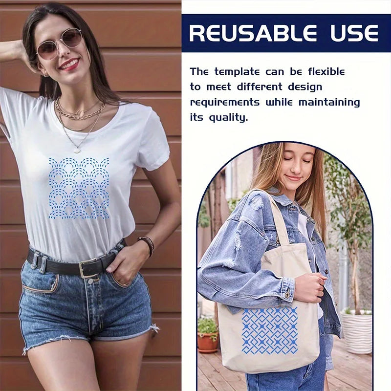 30Pcs Embroidery Templates DIY Embroidery Patterns Geometric Line Quilting Template Reusable for Sewing Hand Quilting