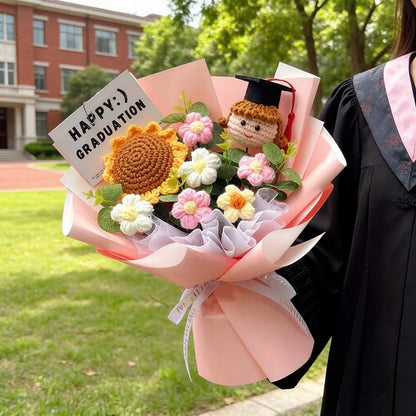 Graduation Bouquet Artificial Crochet Bouquets Hand-woven Flower Bouquet Gifts Teacher's Day Graduation Gift Flowers