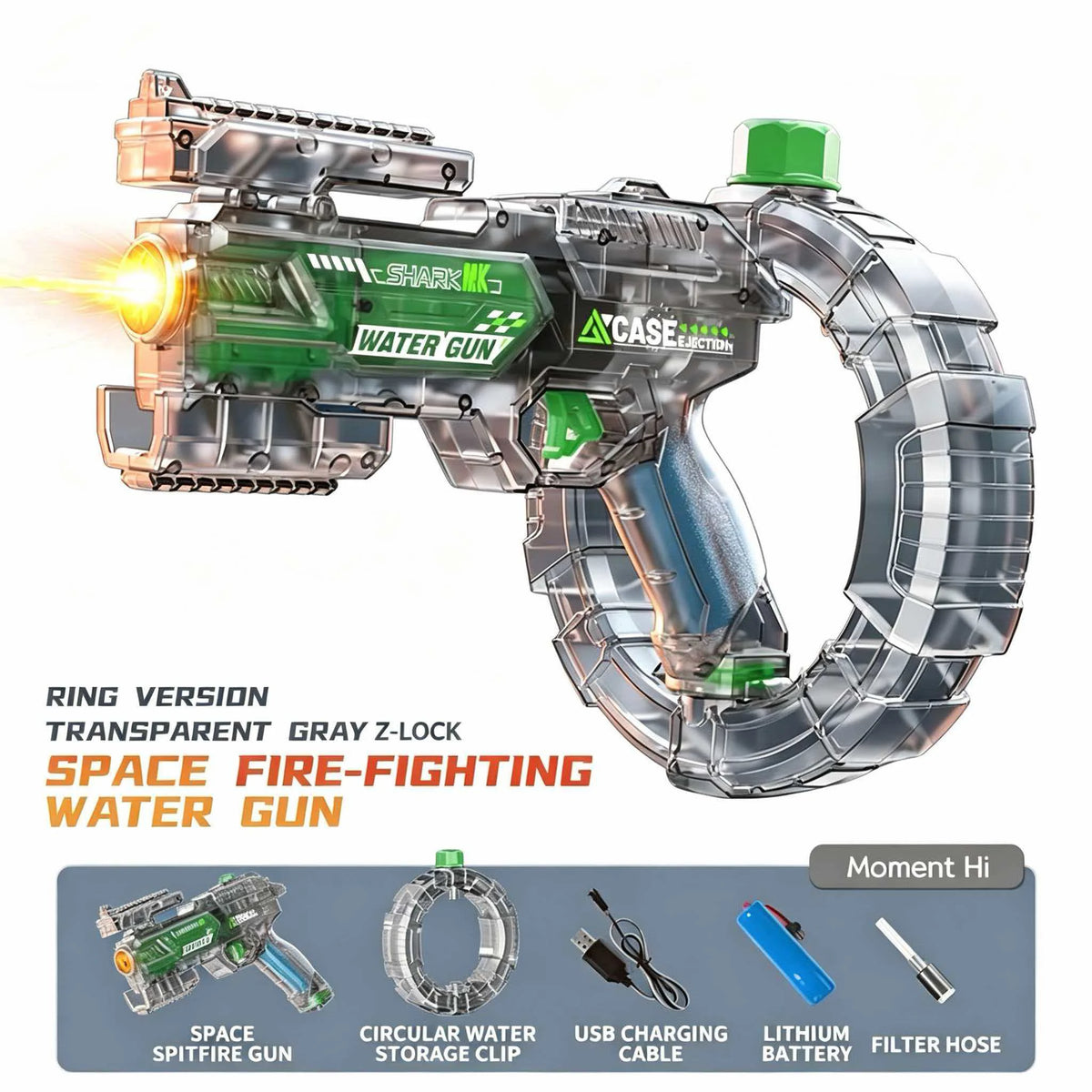 Simulated Firing and Recoil Electric Water Gun Toys Children Automatic Sensor Lights Water Pistol Summer Outdoor Beach Kids T