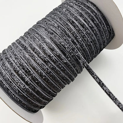 New 6mm Glitter Velvet Ribbon No Elastic Single Face Ribbon Headband Clips Bow Decoration - 23