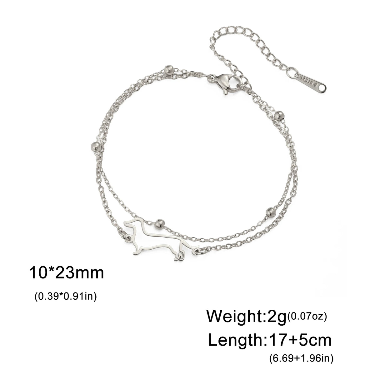Cute Dachshund Dog Stainless Steel Bracelet for Women's Valentine's Day Commemorative Day Jewelry and Gift - Steel color F