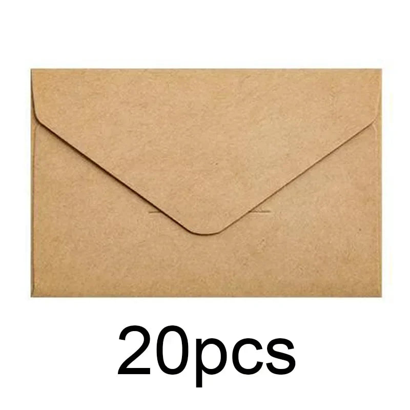 20/40/80PCS Classical White Black Kraft Blank Mini Paper Window Envelopes Wedding Invitation Envelope Gift Envelope - Brown-2