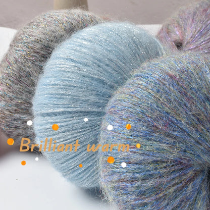 Crochet Mohair Yarn, Glisten Sequin Soft Yarn, DIY Knitting Thread for Sweaters, Baby Clothes, Shawls, Hats, Handmade Project