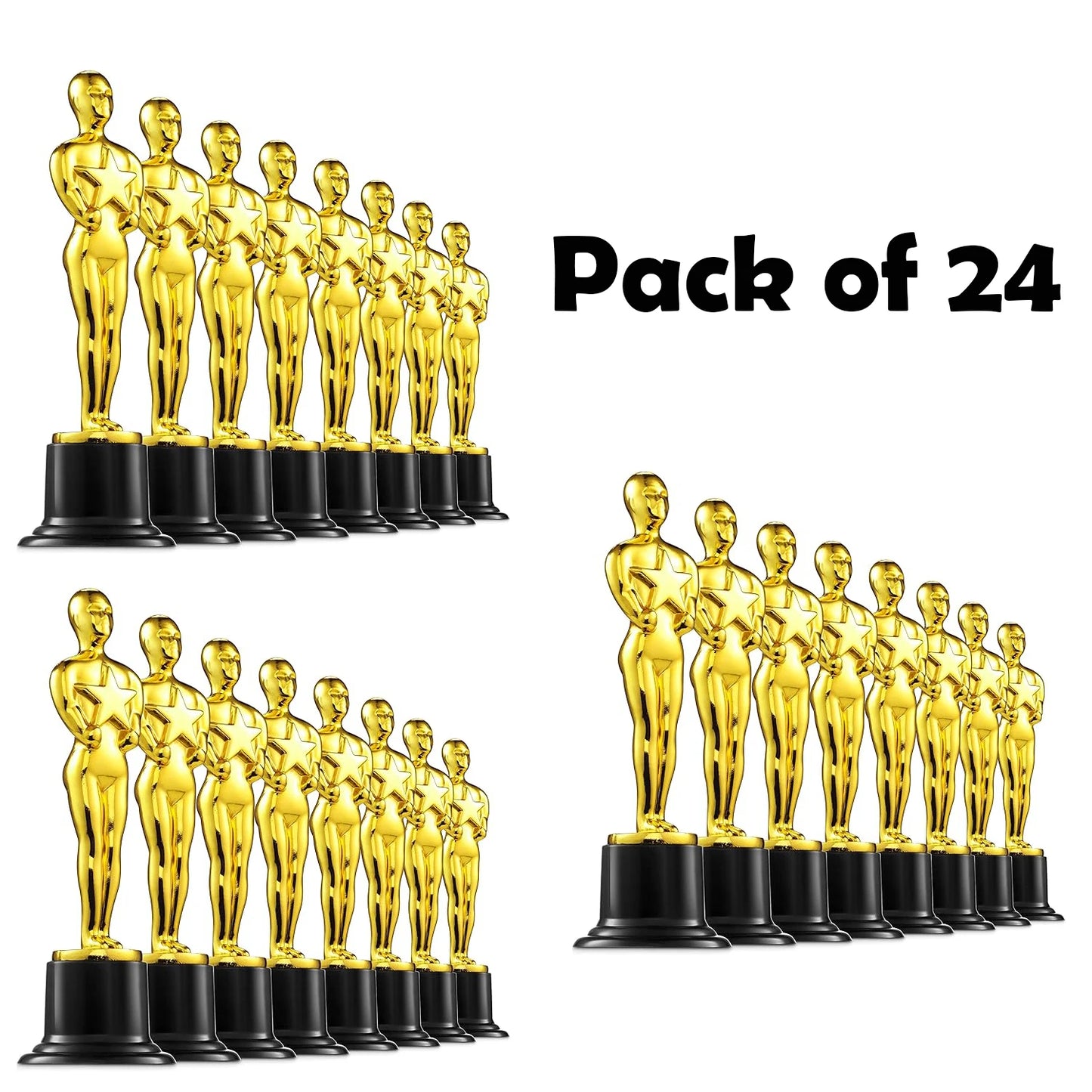 Gold Trophy Award Mini Trophies Bulk- (Pack of 6/12/24/36) 4-7 Inch Tall Plastic Golden Statue Award, Party Themed Decoration