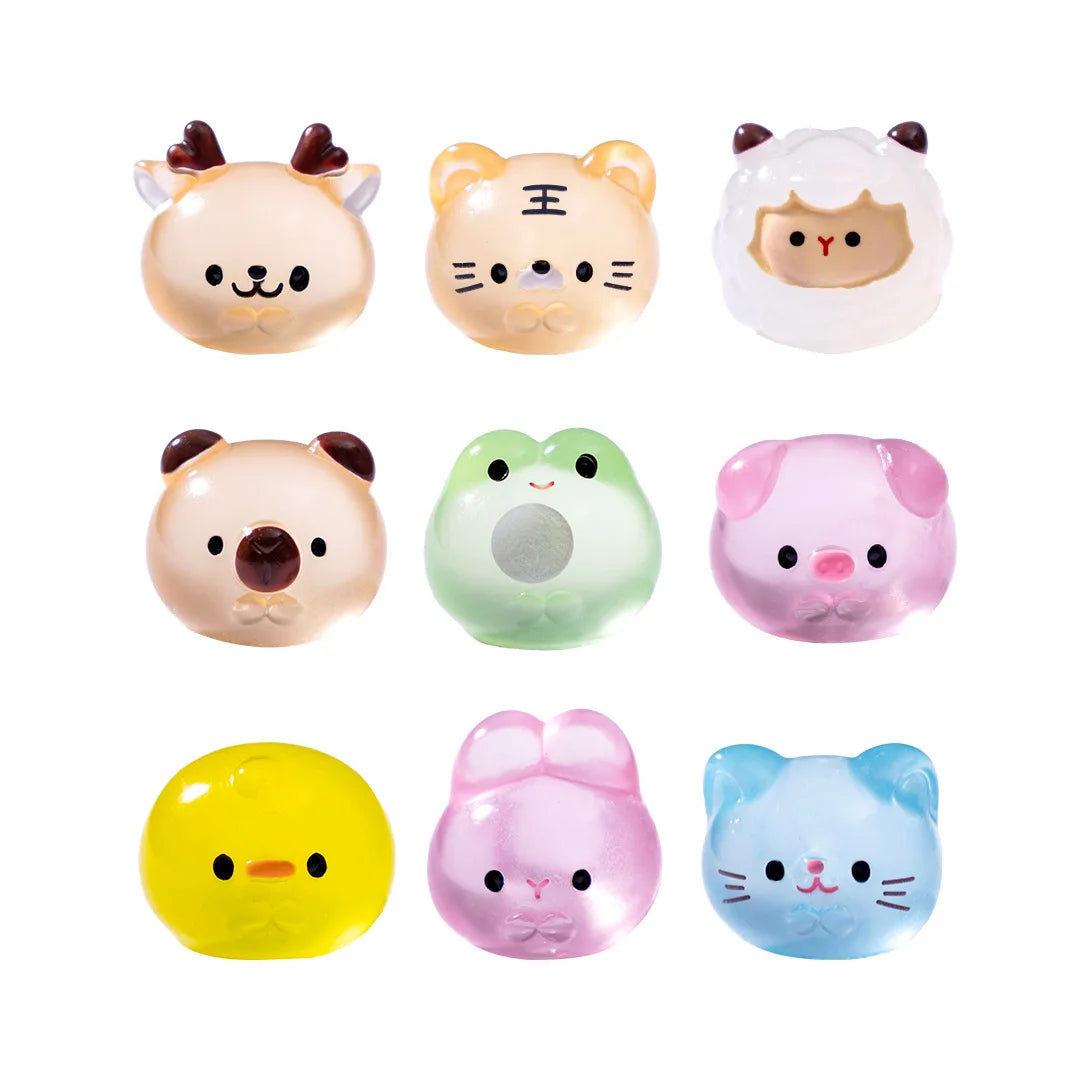 12/24/48pcs Luminous Mini Resin Animal Frog Tiger Figurine Glow in The Dark Miniature Figures Ornament Fairy Garden Accessori