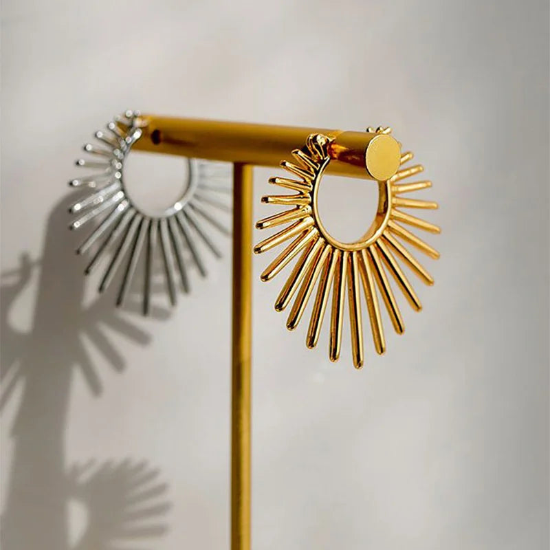 Trending French Punk Fan Hoop Earring For Woman New In 2025 Fashion Party Exaggerate Elegant Korean Earring Jewelry