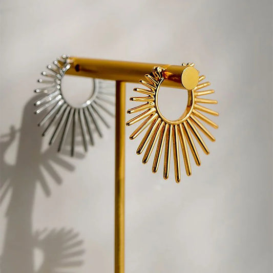 Trending French Punk Fan Hoop Earring For Woman New In 2025 Fashion Party Exaggerate Elegant Korean Earring Jewelry