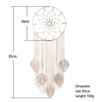 Macrame Dream Catcher Bohemian Leaf Wall Hanging Nordic Decor Boho Handmade Tapestry Ornaments for Home Living Room Decoratio