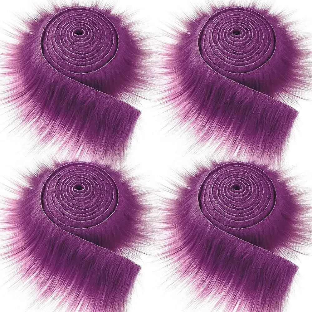Handmade Soft Fluffy Trimming Apparel Sewing Faux Fur Ribbon Tapes Trim Fabric Roll Plush Fur Stripe Long Plush Fur Fabric - 