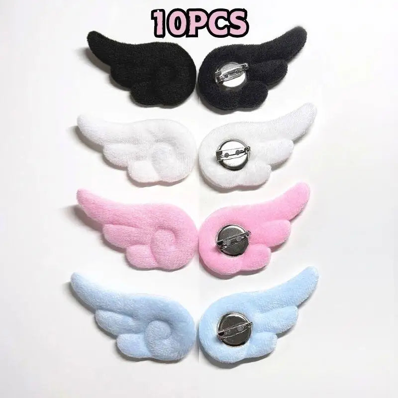5/1Pairs Small Angel Wings Brooch Japanese Plush Angel Wings Brooch Badge Sweet Pin Doll Cosplay Y2K Fluffy Angel Wing Bag De
