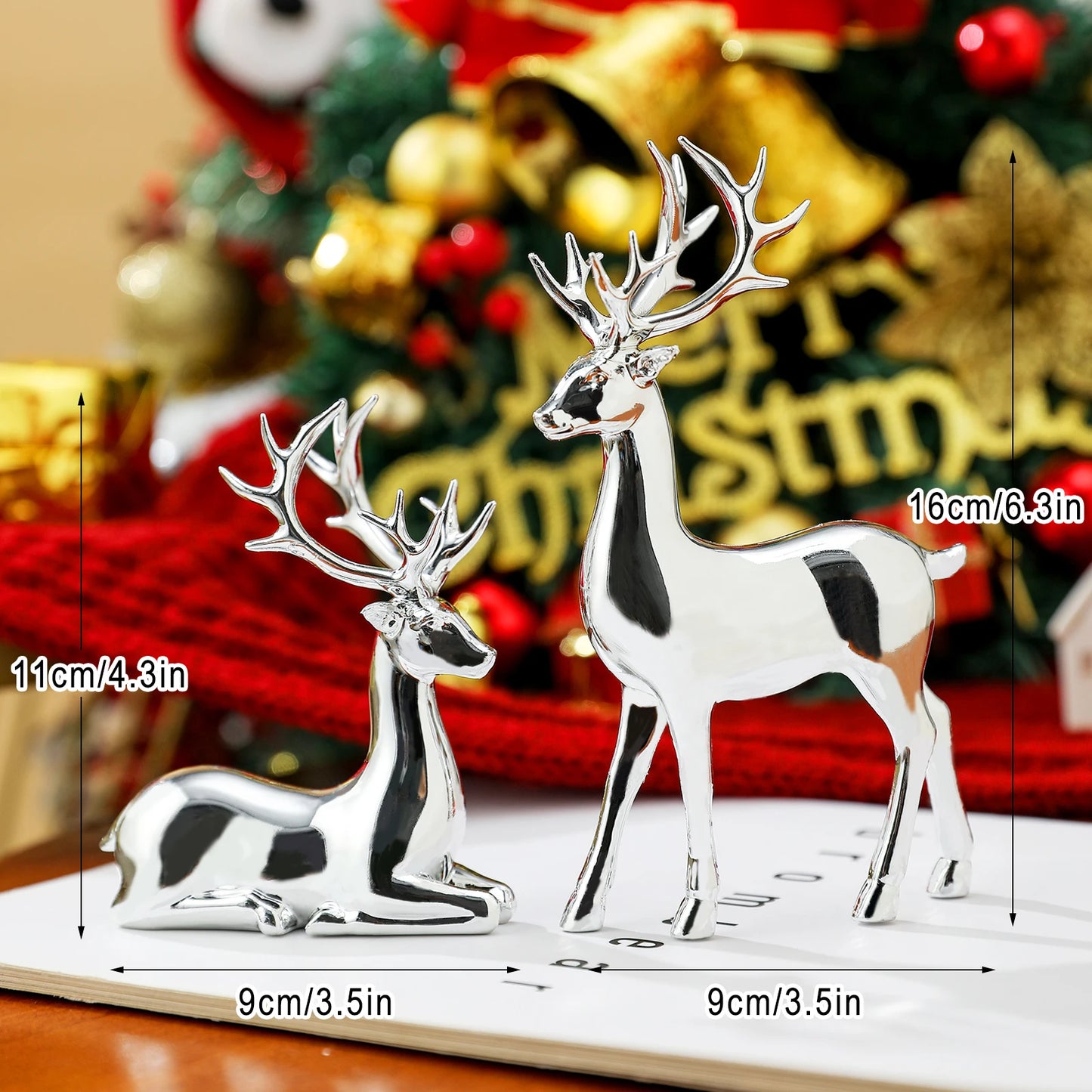 2 Pcs, Room Decor Mother Deer Cute Kids Room Decor Sculptures Kawaii Sculptures Christmas Home Decoration Fawn Figurines - Si