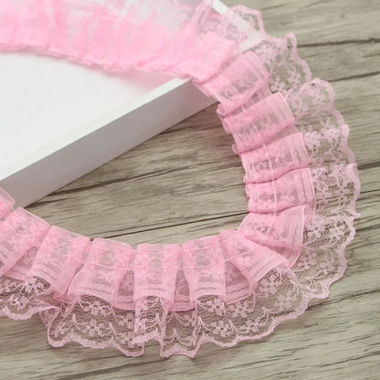 2 Yards/bag Solid Color Lace Wrinkle Lace Wedding Satin Ribbon Knot DIY Fabric Ribbons for Crafts Accessories and Materials S