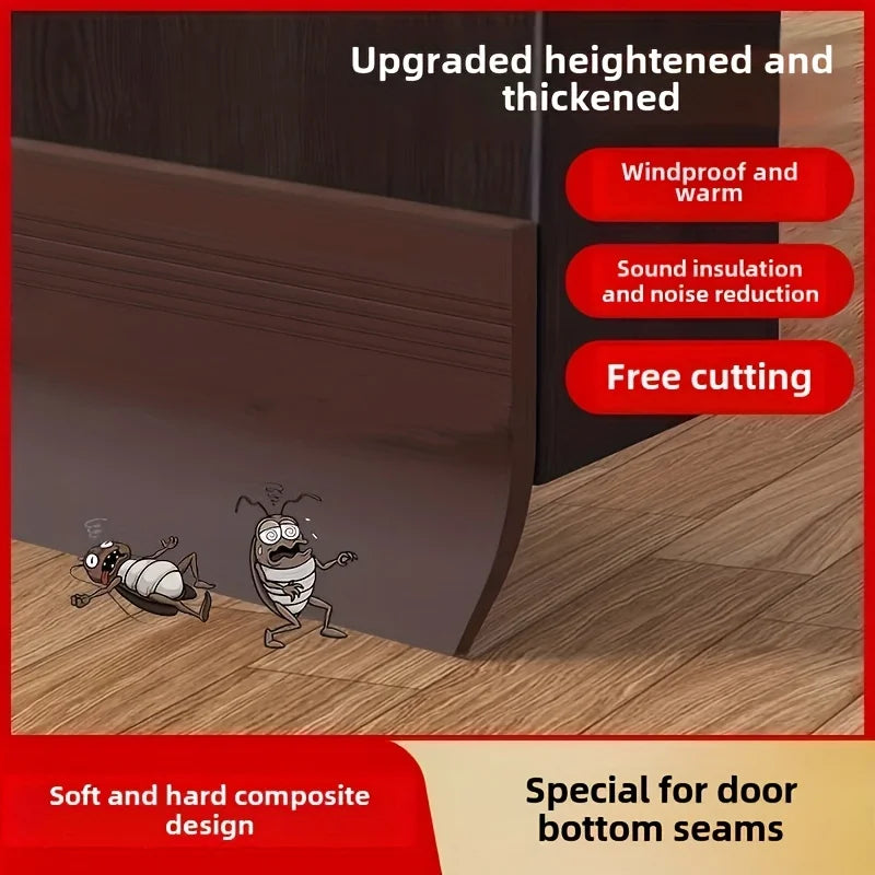YITAPE 1M Thickened Door Bottom Seal Strip Self-Adhesive Silicone Rubber Weatherstrip Soundproof Windproof Dustproof Gap Seal