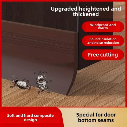YITAPE 1M Thickened Door Bottom Seal Strip Self-Adhesive Silicone Rubber Weatherstrip Soundproof Windproof Dustproof Gap Seal