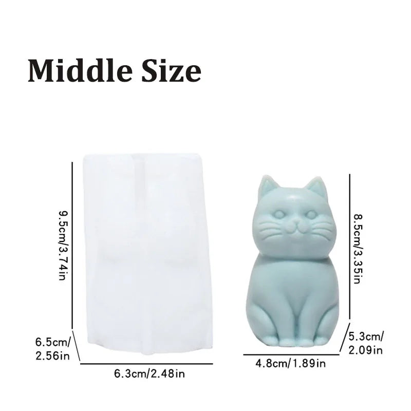 Sitting Cat Silicone Mold Handmade Soap Candle Making Supplies DIY Kitten Candle Soap Plaster Crafts Resin Concrete Mold - M