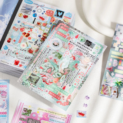 30sheets Kawaii Ins Roaming Dream Core Die Cutting Sticker Book DIY Scrapbooking Decoration Journal Aesthetic Sticker