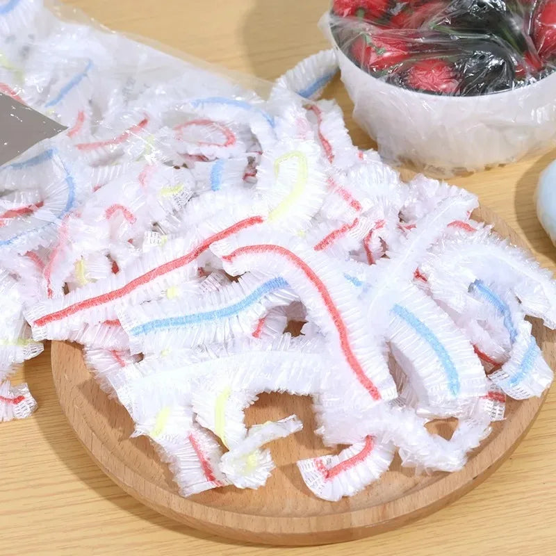 500/100Pcs Colorful Disposable Food Cover Lid Elastic Wrap Fresh Film Bag Disposable Cling Cover Bowl Cover Kitchen Storage B