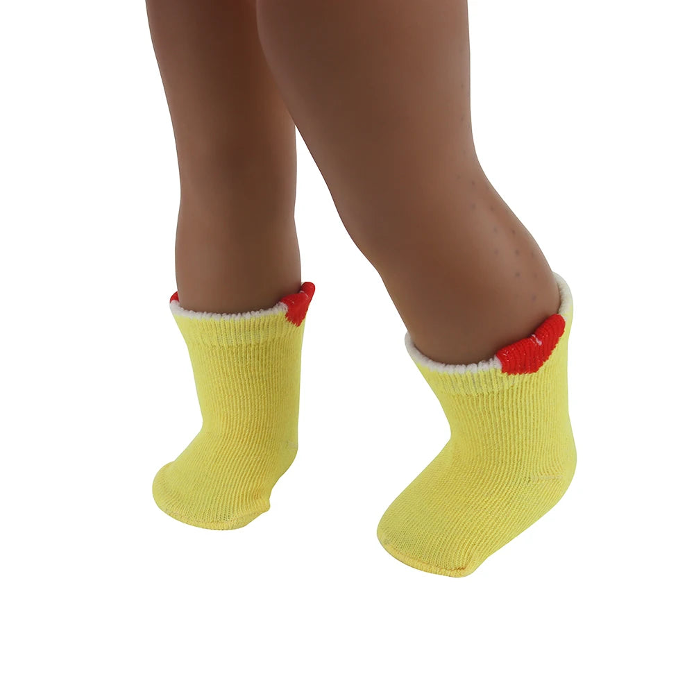 Doll Accessories Socks Heart Stripe Solid Color Knit Doll Socks For 43cm Baby New Born&18 inch American,OG Girl Doll Toy - BE