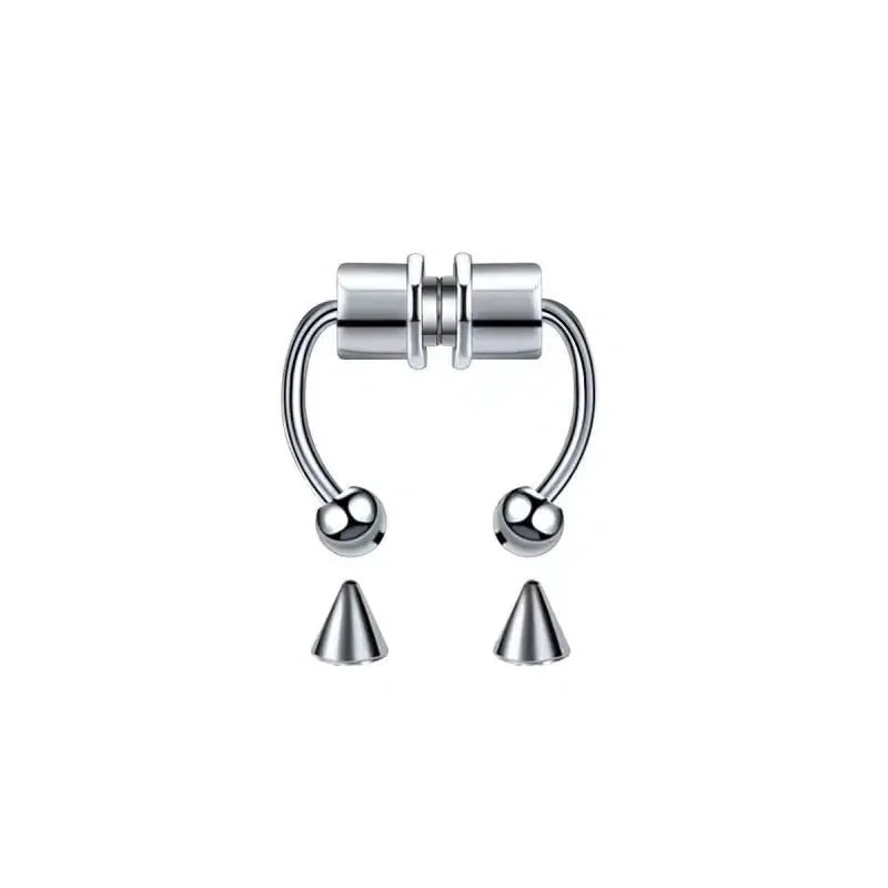 Women Fake Piercing Nose Ring Hoop Septum Non Piercing Nose Clip Rock HipHoop Stainless Steel Magnet Fashion Punk Body Jewelr
