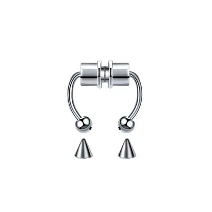 Women Fake Piercing Nose Ring Hoop Septum Non Piercing Nose Clip Rock HipHoop Stainless Steel Magnet Fashion Punk Body Jewelr