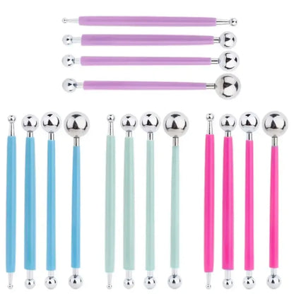 For Embossing Pattern 4 Pcs Point Drill Creasing Pen With DIY Ball Styluses Tools Spiral Double Head Clay Sculpting Tools