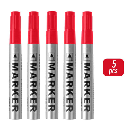Permanent Paint Marker Pen Waterproof Black Pen for Tyre Oily Markers Quick Drying Signature Pen Stationery Supplies - 5 red