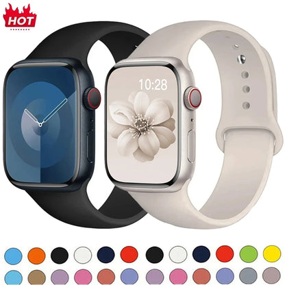 Silicone Band For Apple Watch strap 46mm 44mm 45mm 40mm 41mm 42-38mm 49mm sport bracelet iwatch series 11 10 9 8 7 6 5 SE Ult