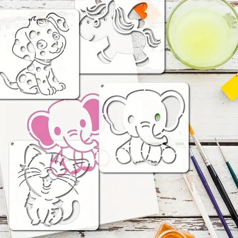 16 Sheets Adorable Cartoon Animal Templates Reusable Stencils for Kids Scrapbooking DIY Craft Painting Projects, Cute Design