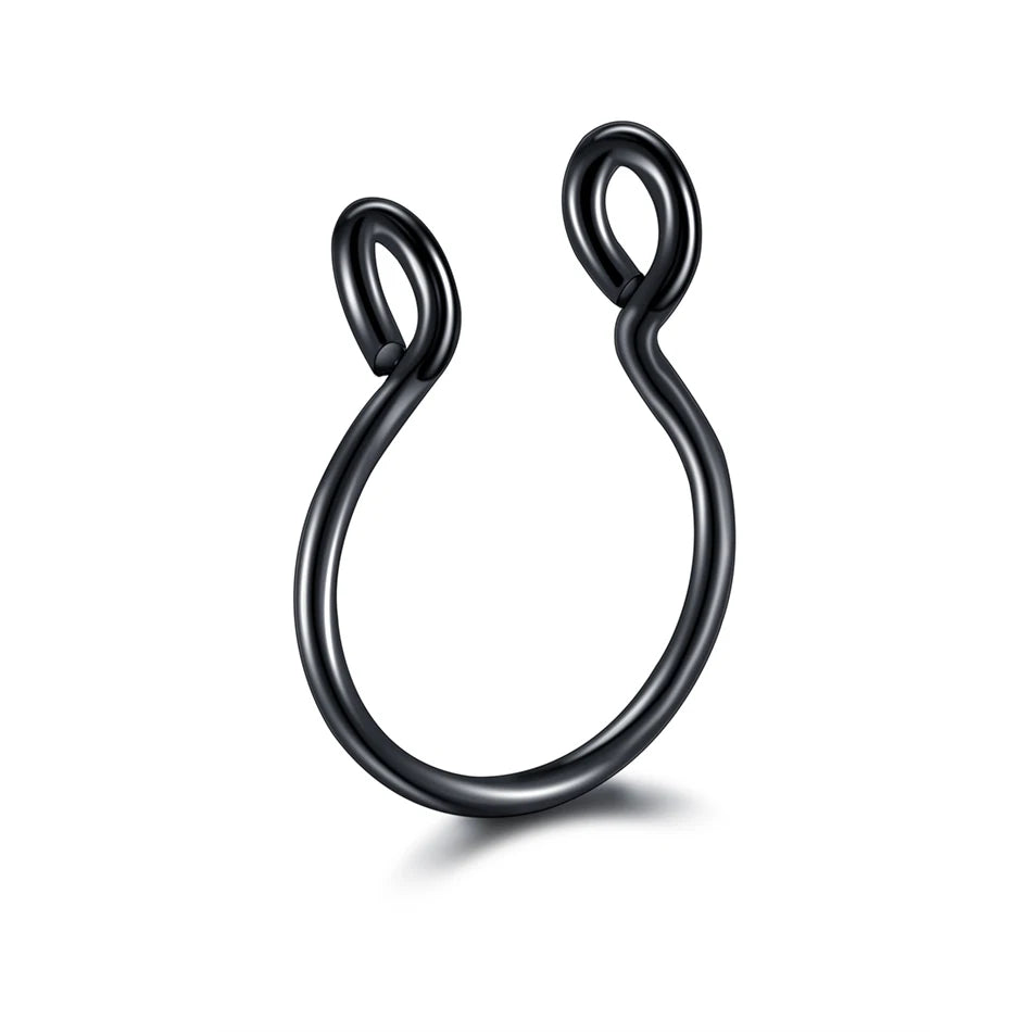 5pcs Stainless Steel Magnet Fake Nose Ring Hoop Fake Piercing Hoop Septum Rings For Women Fashion Gothic Rock Body Jewelry Gi