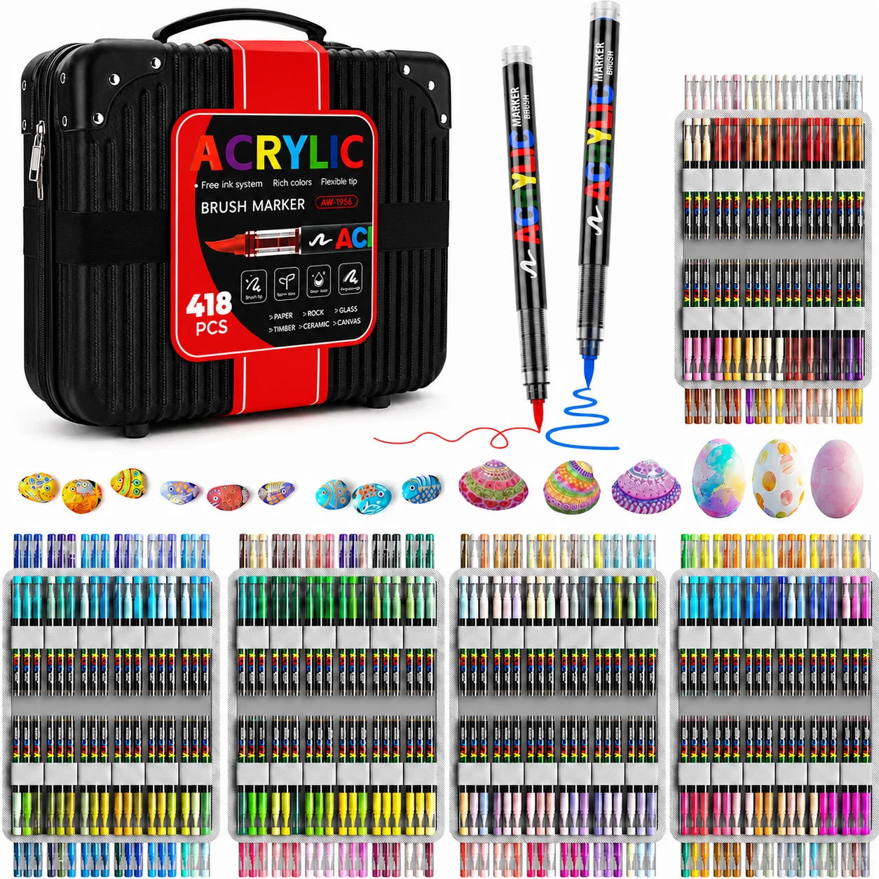 12-366 Colors Acrylic Marker Set Waterproof Acrylic Brush Marker Professional Acrylic Painting Marker DIY Art Supplies - 418 